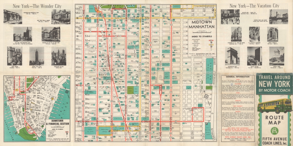 Routes of Fifth Avenue Coach Lines, Inc. / Travel Around New York by Motor Coach Route Map Fifth Avenue Coach Lines, Inc. - Alternate View 1