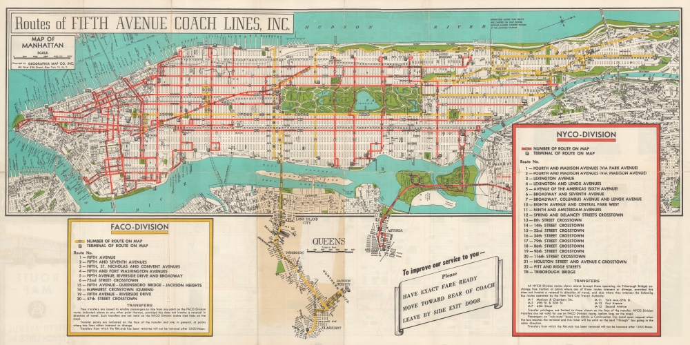 Routes of Fifth Avenue Coach Lines, Inc. / Travel Around New York by Motor Coach Route Map Fifth Avenue Coach Lines, Inc. - Main View