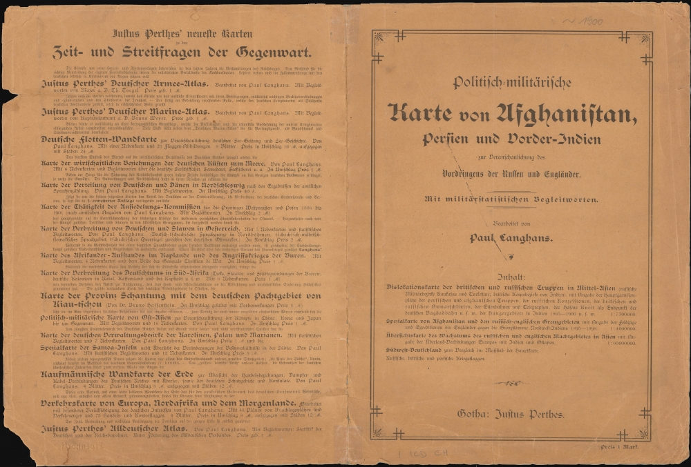 Politisch-militärische Karte von Afghanistan, Persien und Vorder-Indien : zur Veranschaulichung des Vordringens der Russen und Engländer. - Alternate View 1