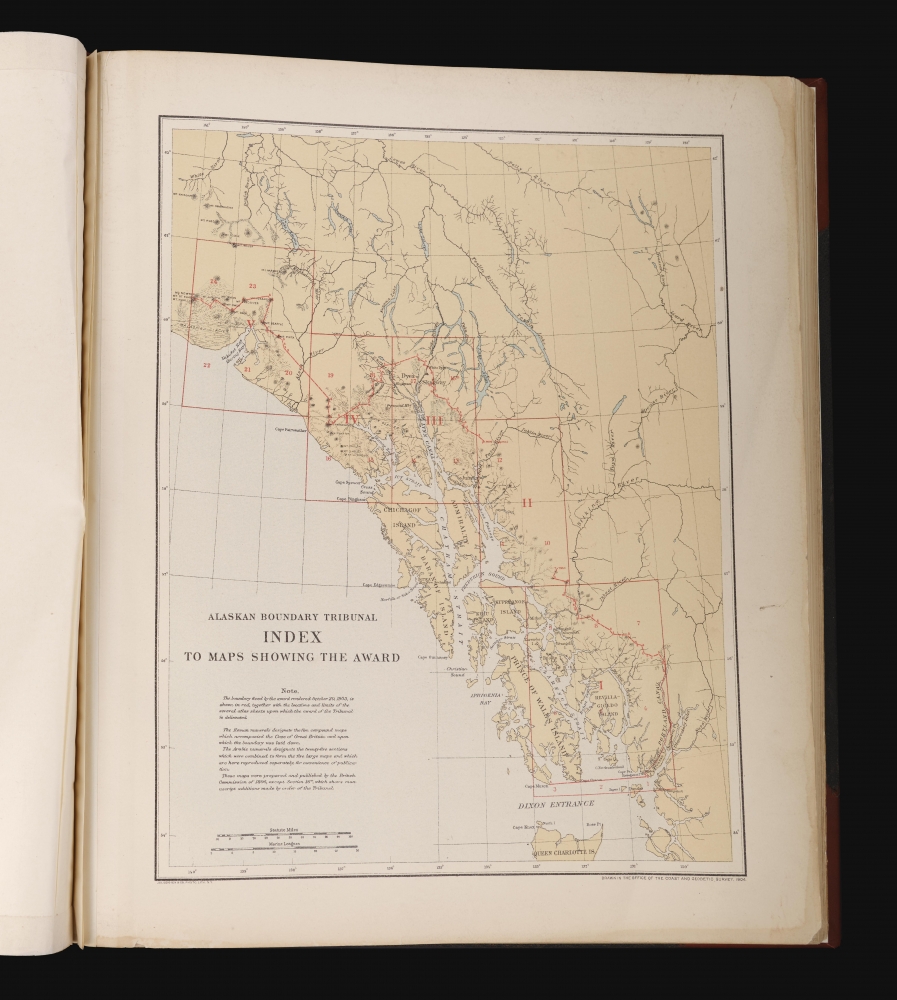 Atlas of Award Twenty-five sectional maps and index map showing the line fixed by the Tribunal / Senate Document No. 162. 58th Congress, 2d Session. - Alternate View 2