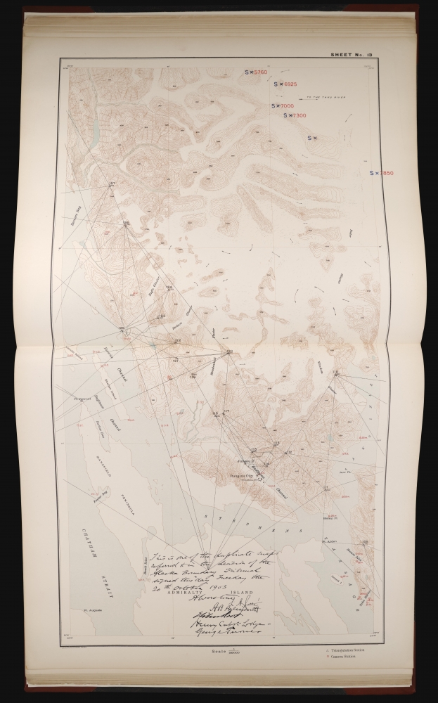 Atlas of Award Twenty-five sectional maps and index map showing the line fixed by the Tribunal / Senate Document No. 162. 58th Congress, 2d Session. - Alternate View 3