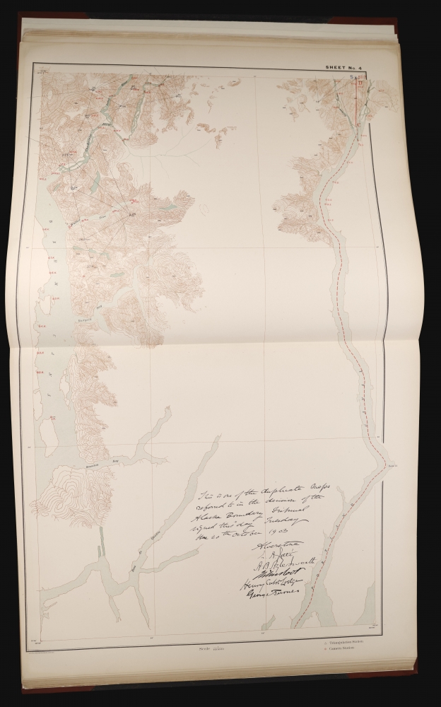 Atlas of Award Twenty-five sectional maps and index map showing the line fixed by the Tribunal / Senate Document No. 162. 58th Congress, 2d Session. - Alternate View 4