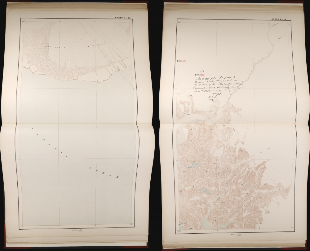 Atlas of Award Twenty-five sectional maps and index map showing the line fixed by the Tribunal / Senate Document No. 162. 58th Congress, 2d Session. - Alternate View 7