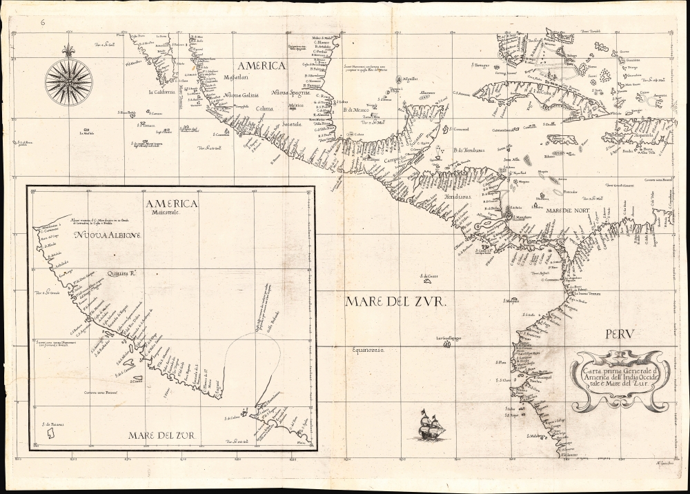 1647 Dudley Nautical Chart of the Pacific w/ Coast of California