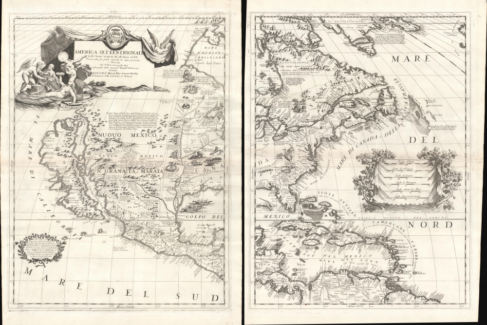 America Settentrionale Colle Cuoue Scoperte fin all' Anno 1688. - Main View