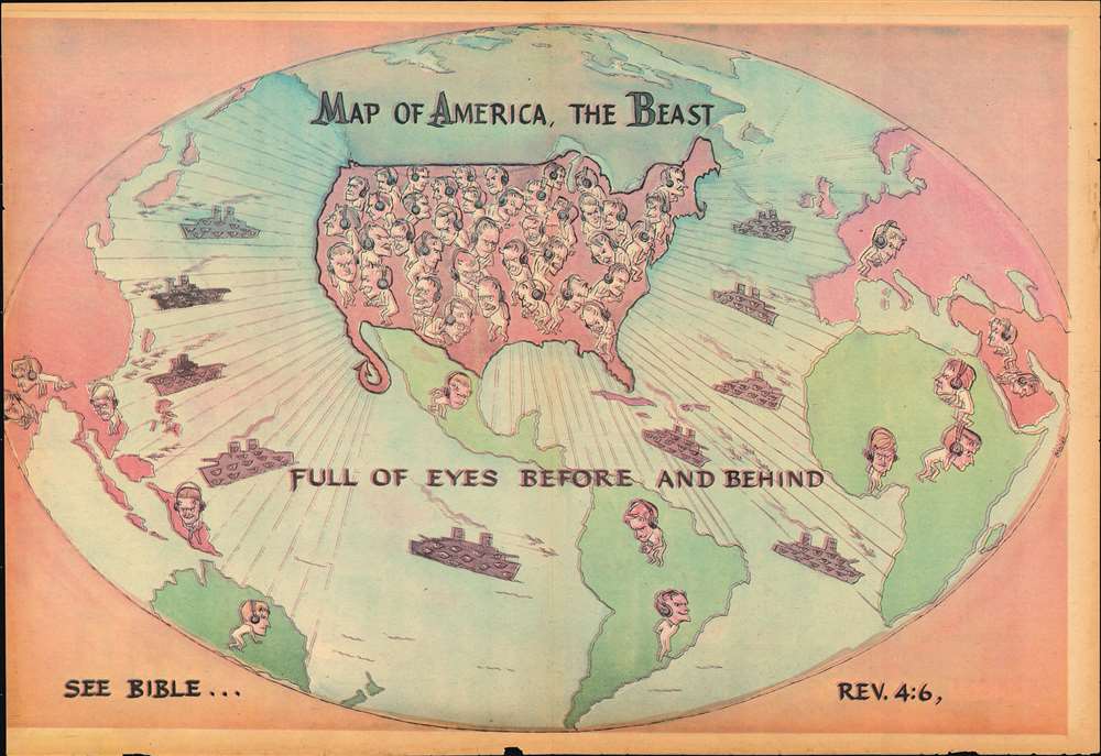 Map of America, the Beast. Full of Eyes Before and Behind. - Main View