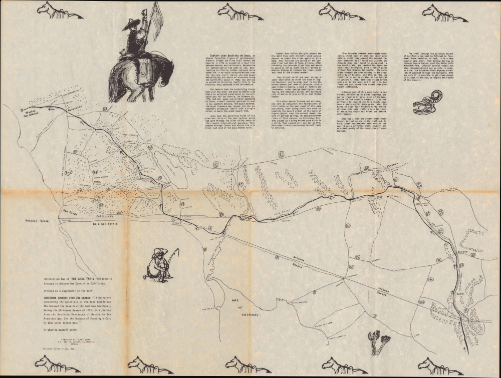 Orientation Map of the Anza Tail from Tubac to Mission San Gabriel in California. - Main View