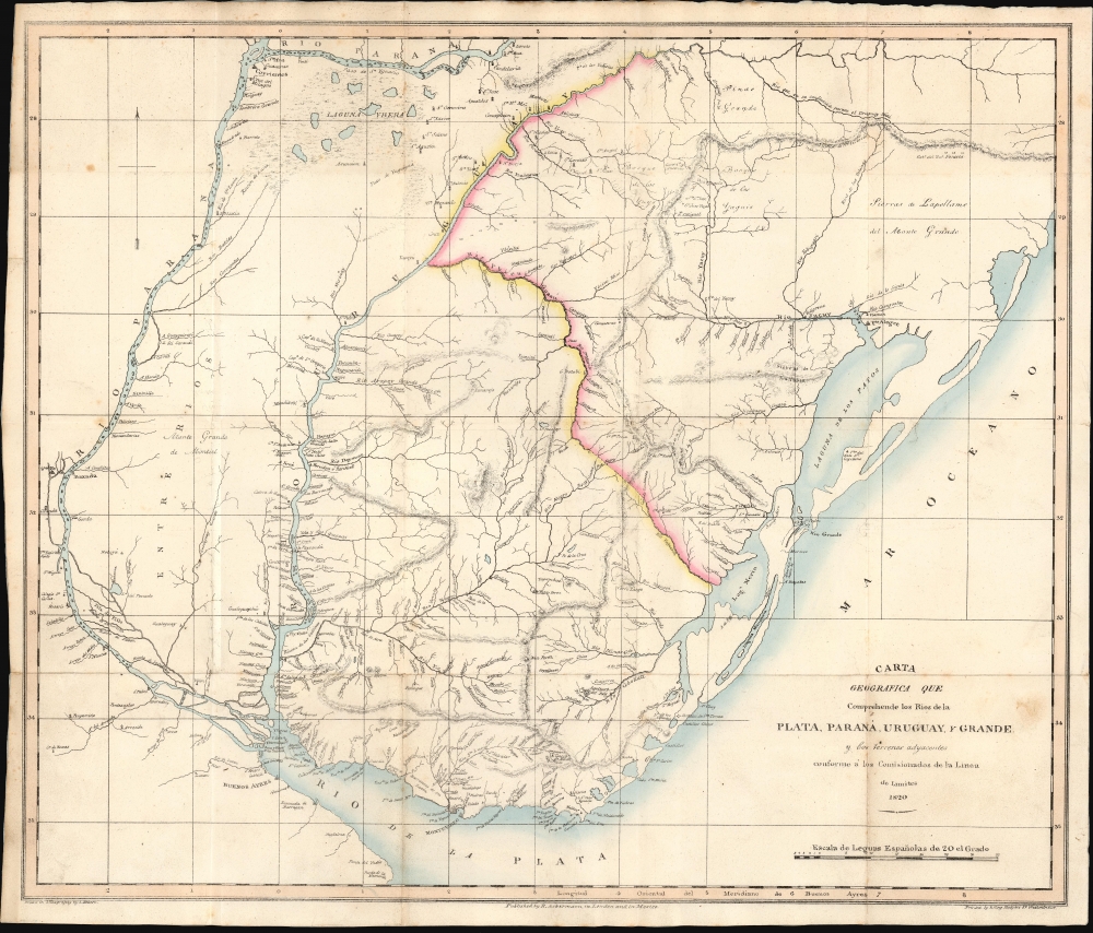 Carta Geografica que Comprehende los Rios de la Plata, Paranà, Uruguay, y Grande y los Terrenos adyacentes conforme a' los Comisionados de la Linea de limites 1820. - Main View