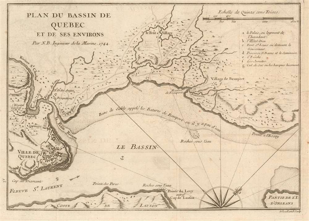 Plan du Bassin de Quebec et de ses environs par N. B. Ingenieur de la Marine 1744. - Main View