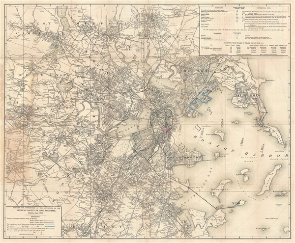 Map of Boson and its Vicinity.  Prepared for distribution at the convention of the American Society of Civil Engineers, Boston, June 1878. - Main View