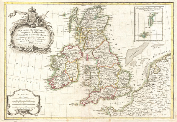 Les Isles Britanniques Comprenant les Royaumes D'Angleterre, D'Ecosse et D'Irlande divisee en grands provinces. - Main View