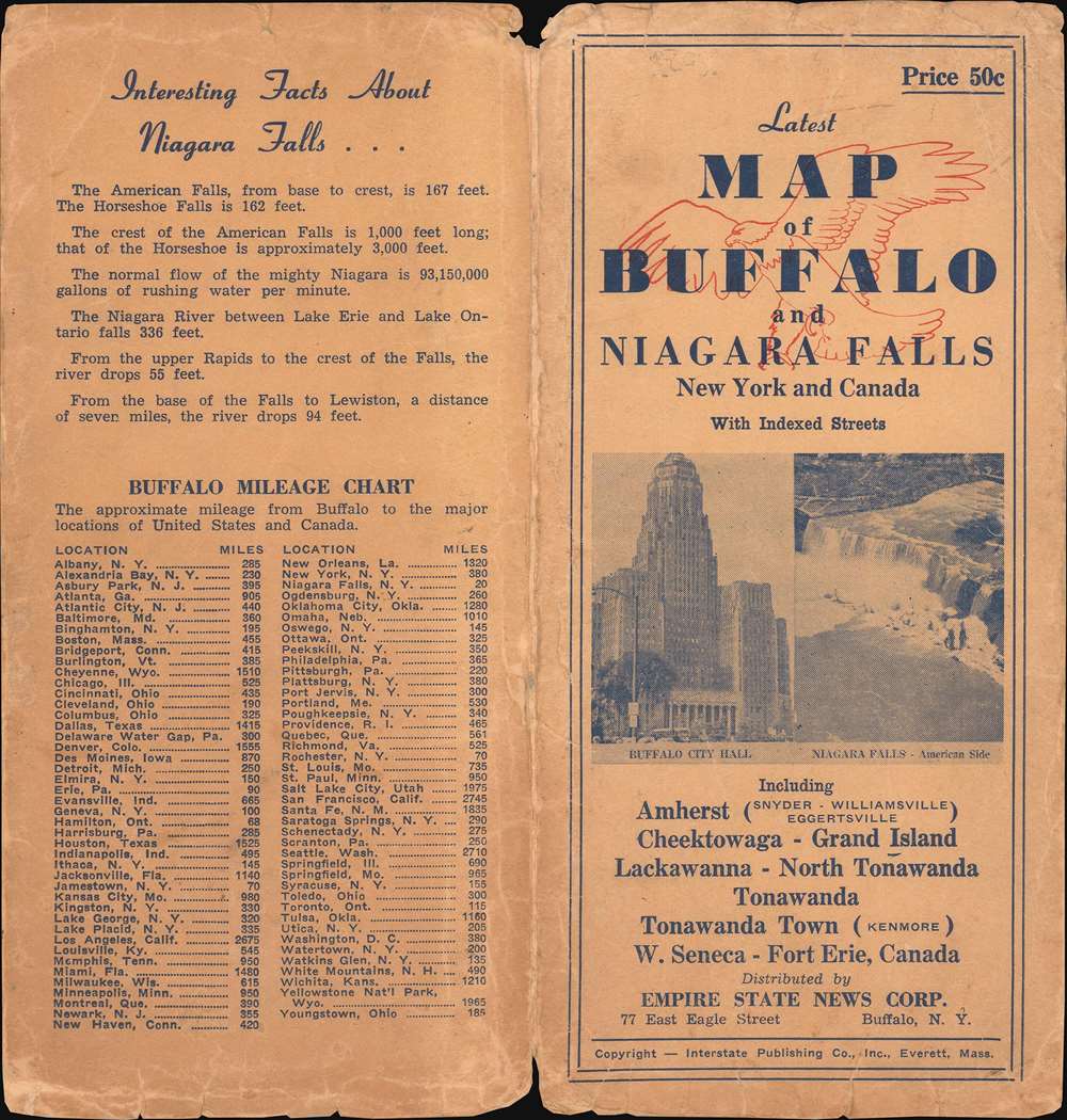 Map of Buffalo Including Cheektowaga - West Seneca - Lackawanna - City of Tonawanda - Town of Tonawanda - North Tonawanda - Amherst - Grand Island - Niagara Falls, U.S.A. and Canada Fort Erie, Canada. - Alternate View 2