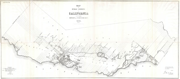 Map of the Public Surveys in California to accompany the Report of the Surveyor General 1854 - Main View