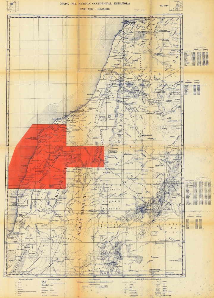 Mapa del Africa Occidental Española. Cabo Yubi - Bojador. - Main View