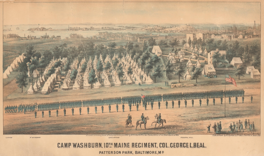 Camp Washburn, 10th Maine Regiment, Col. George L. Beal. Patterson Park, Baltimore, MD. - Main View