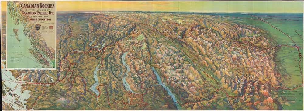 Canadian Rockies Showing Main Line of Canadian Pacific Ry. with Branch Lines and Steamship Connections. - Main View