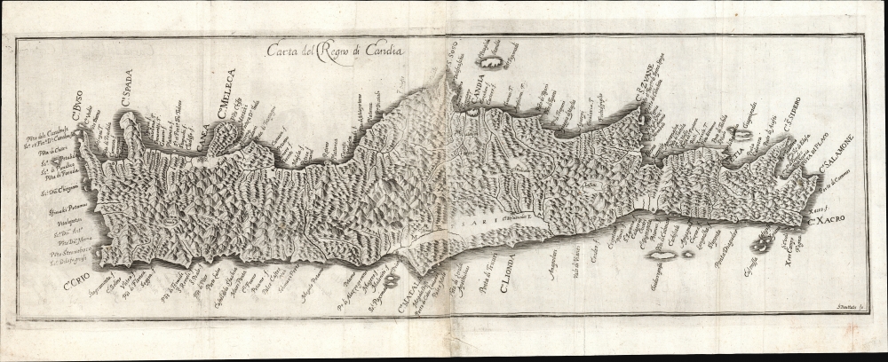 1674 Bouttats Map of Crete after Boschini