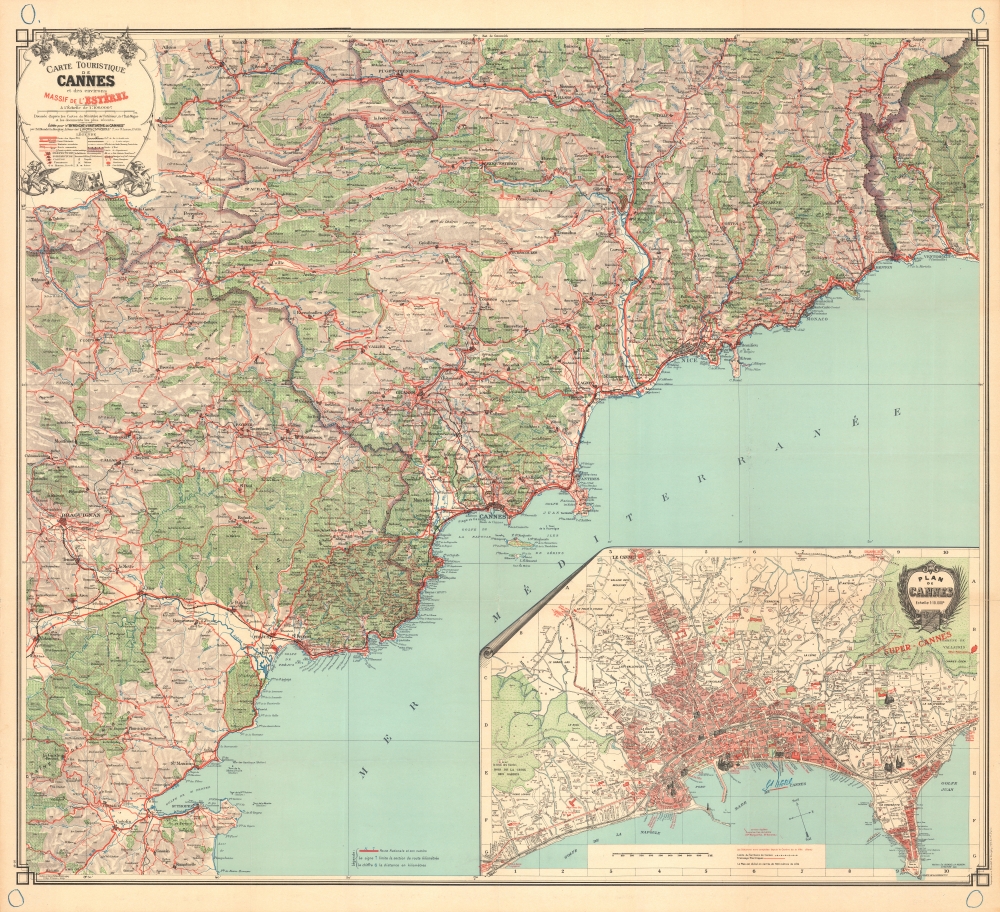 Carte Touristique de Cannes et des environs Massiv de L'Estérel. - Main View