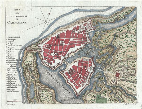Plano della Citta, e Sobborghi de Cartagena. - Main View