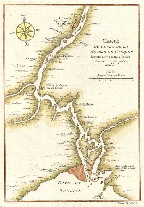 Carte du Cours de la Riviere de Tunquin depuis Cacho jusqu'a la Mer. Levée par un Navigateur Anglois. - Main View