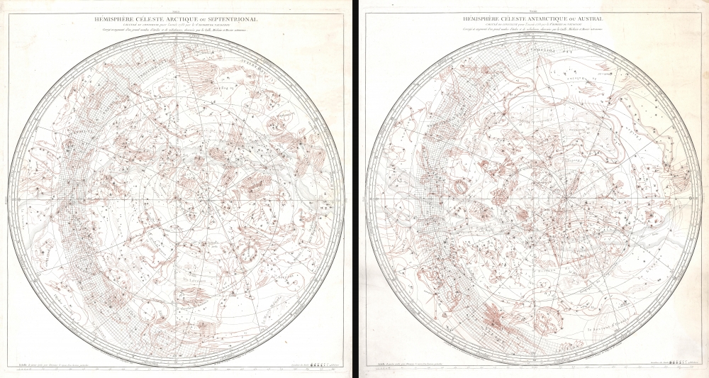 Hémisphère Céleste Arctique ou Septentrional calculé et construit pour l’année 1763 ... / Hémisphère Céleste Antarctique ou Austral calculé et construit pour l’année 1763 ... - Main View