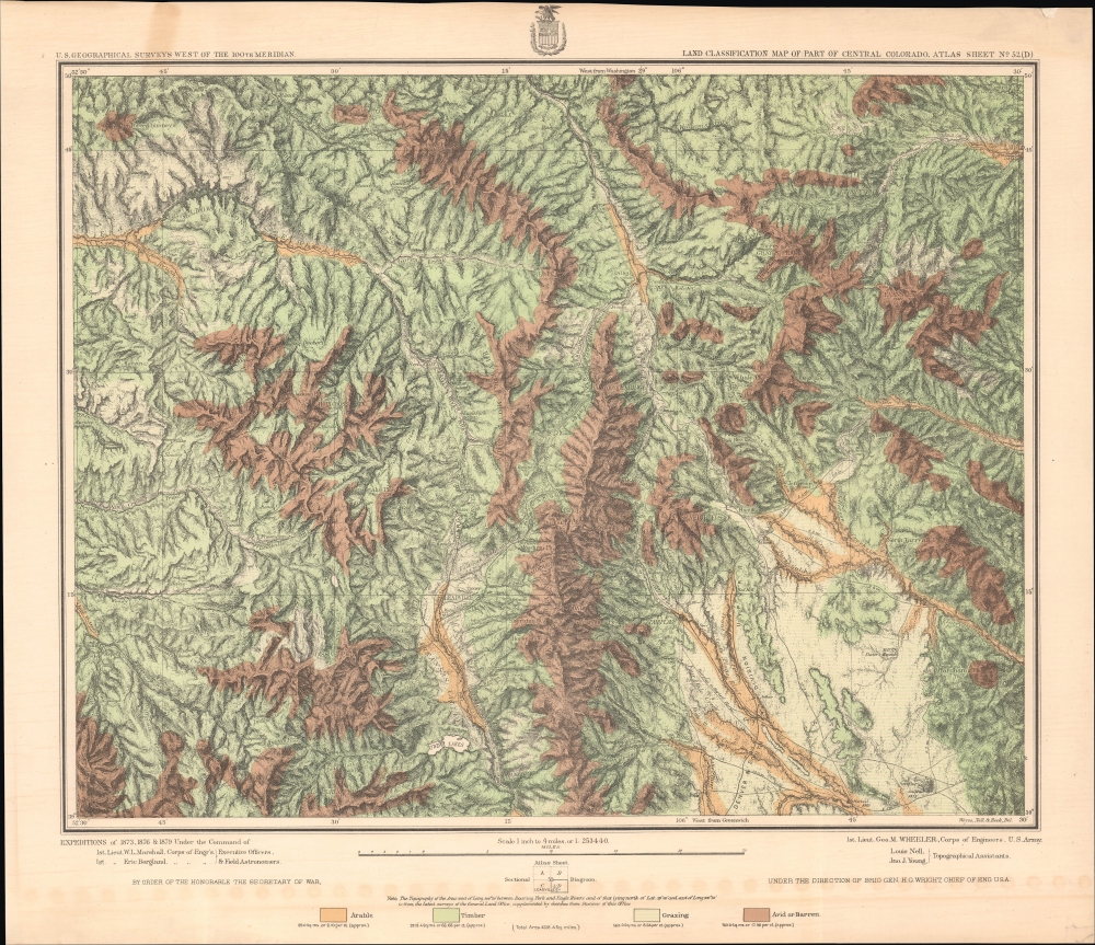 1879 Wheeler Survey Map of Central Colorado