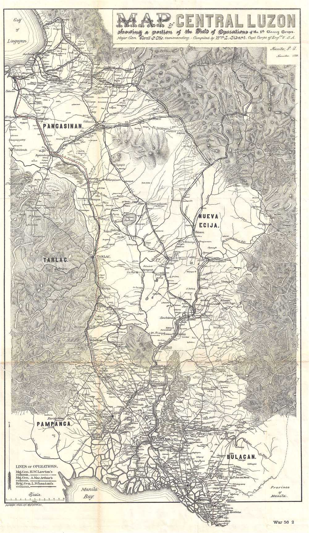 Map of Central Luzon showing a portion of the Field of Operations of the 8th Army Corps. - Main View