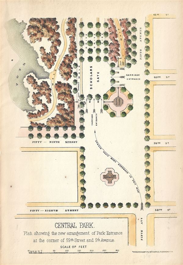 Central Park.  Plan showing the new arrangement of Park Entrance at the corner of 59th Street and 5th Avenue. - Main View