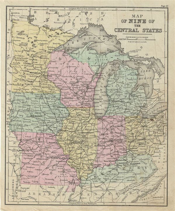 Map of Nine of the Central States. - Main View