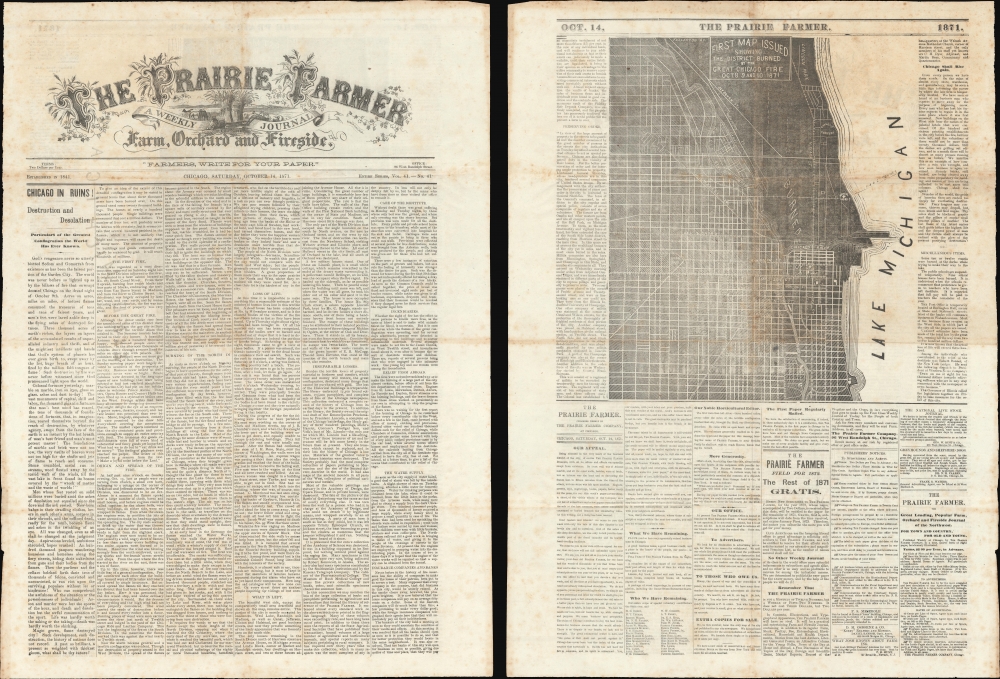 The Prairie Farmer / First Map Issued Showing the District Burned by the Great Chicago Fire Oct. 8 9 and 10, 1871. - Main View