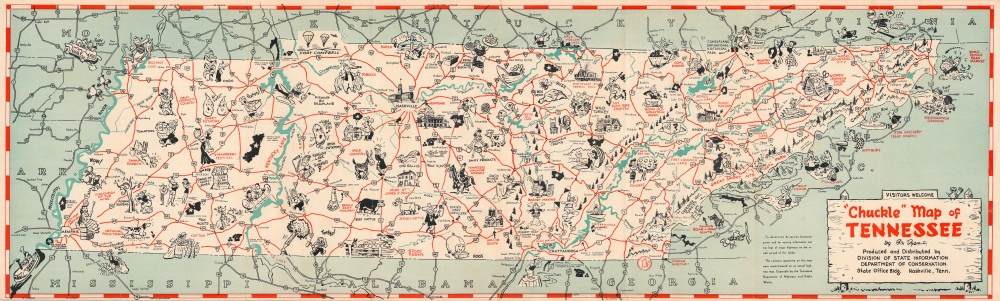 'Chuckle' Map of Tennessee. - Main View