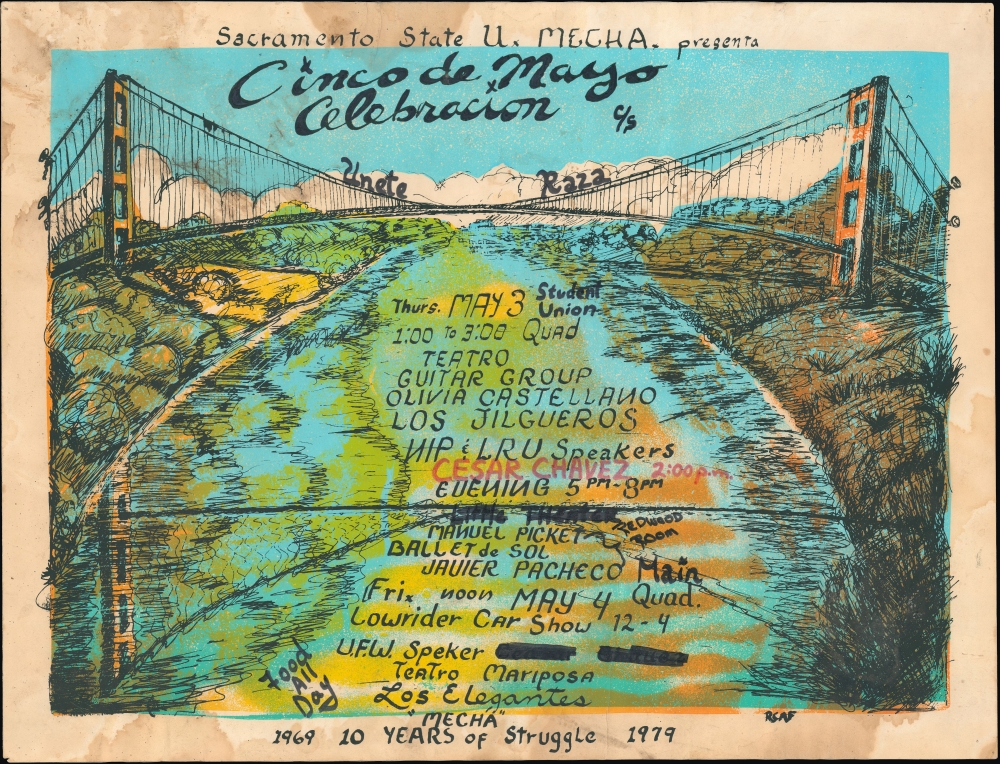 1979 Cuellar Pictorial Map of Northern California, Farm Workers / Chicano Movement