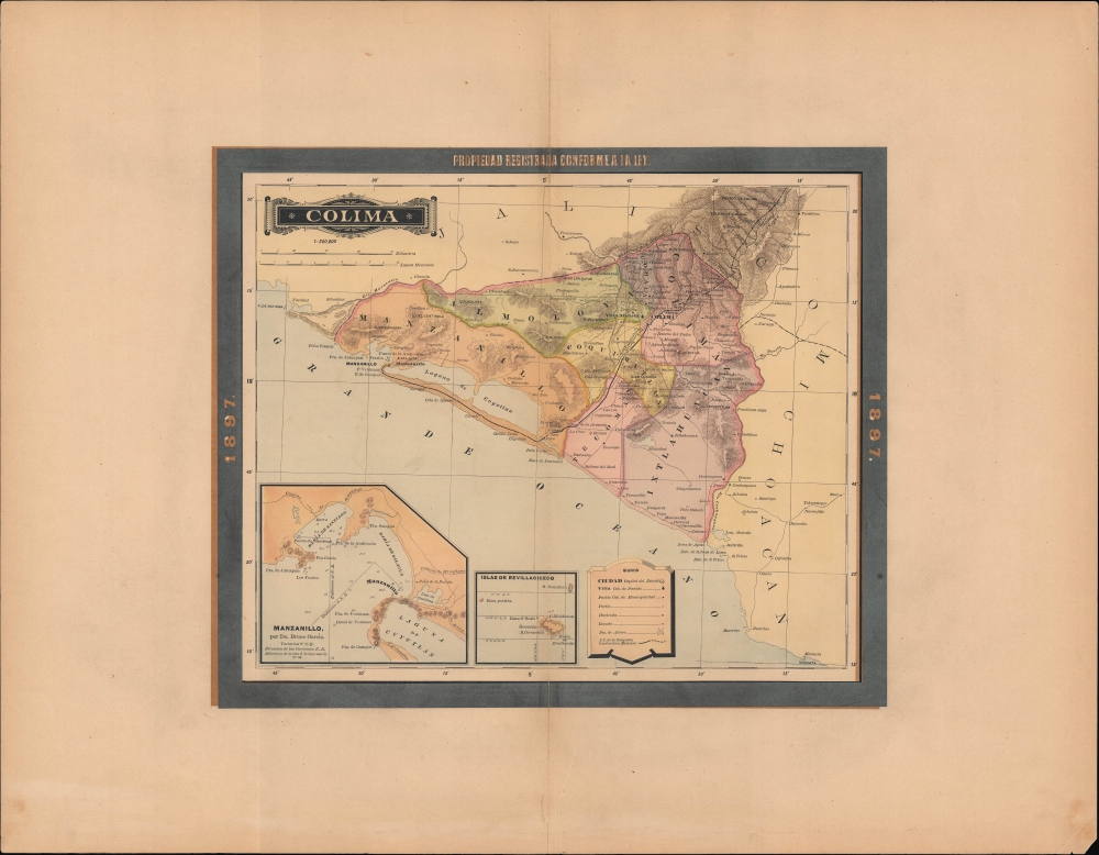 1897 Garcia y Cubas Map of Colima, Mexico