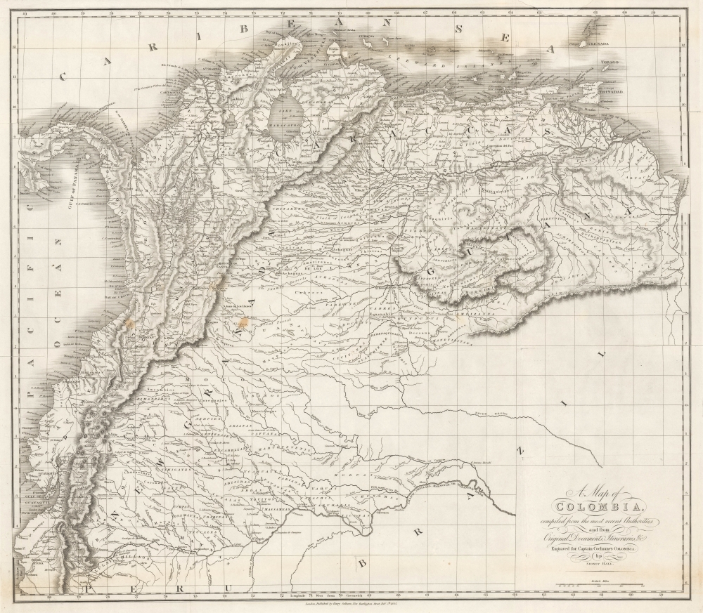 1825 Sidney Hall Map of Gran Colombia