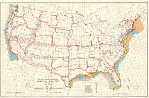 Coast And Geodetic Survey Maps U.s. Coast And Geodetic Survey. Condition Of Field Work United States. June  30, 1926.: Geographicus Rare Antique Maps