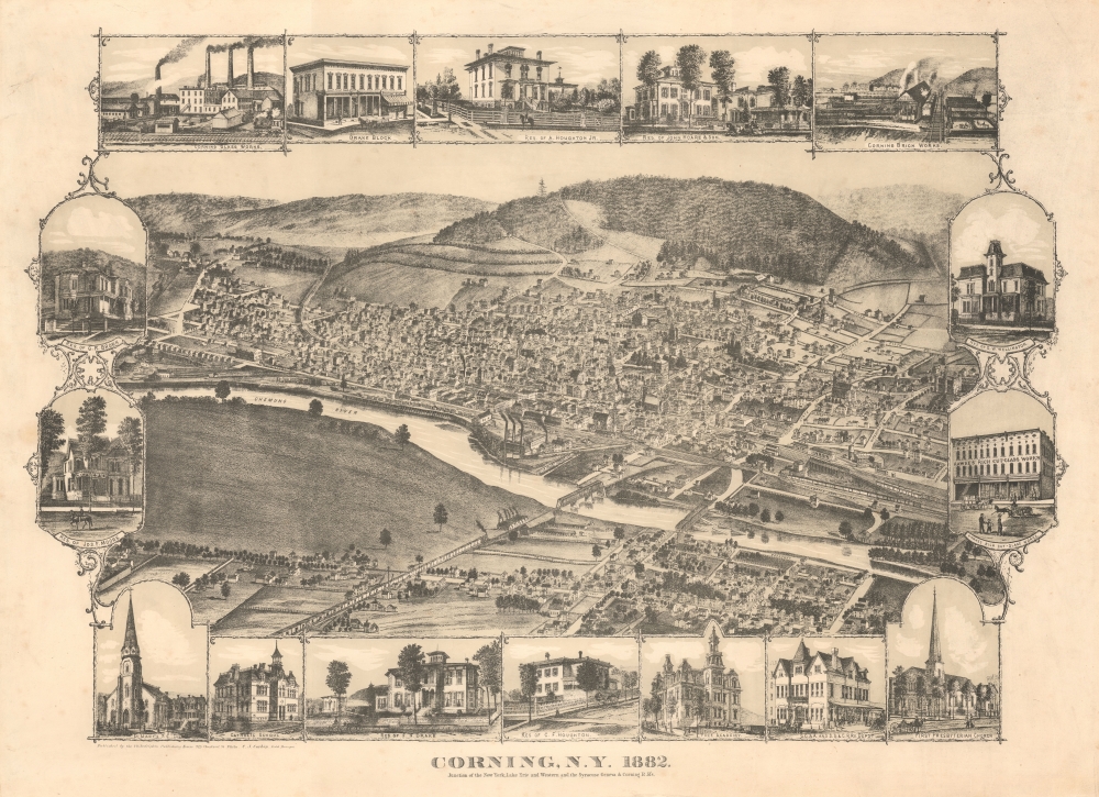 Corning, N.Y. 1882. Junction of the New York, Lake Erie and Western and the Syracuse Geneva and Corning R.R.'s. - Main View