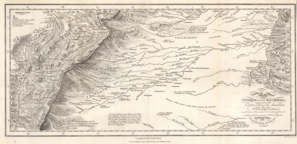 Map of the Course of the Rio Meta, and a part of the Eastern Chain of the Mountains of New Granada. - Main View