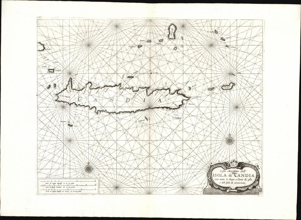 1664 / 1698 Levanto / Coronelli Nautical Chart of Crete and its Neighboring Islands