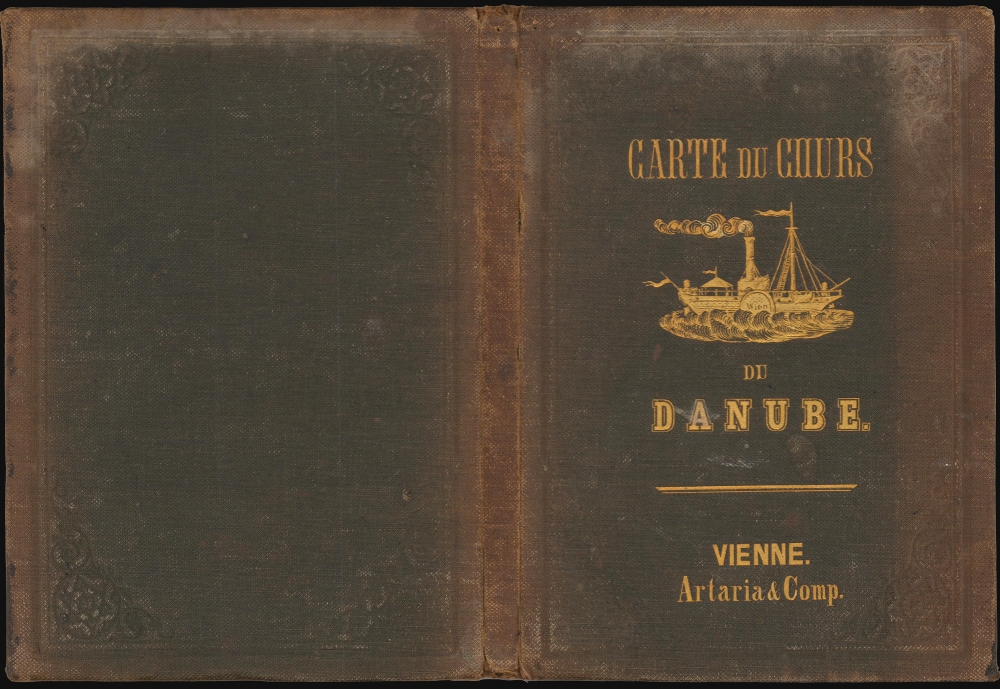 Carte du cours du Danube depuis Ulm jusqu'à son embouchure dans la Mer noire Guide de Voyage a Constantinople sur le Danube avec indication de tous les points de la Navigation des Pyroscaphes sur cette route. - Alternate View 1