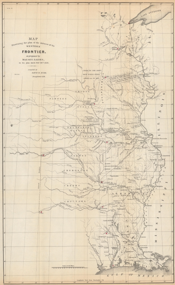 Map Illustrating the plan of the defences of the Western Frontier, as proposed by Maj. Gen. Gaines, in his plan dated Feby. 28th 1838. - Main View