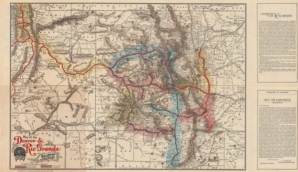 Map of the Denver and Rio Grande Railroad System. / The Geography of Colorado and Rocky Mountain Regions with Map. - Main View