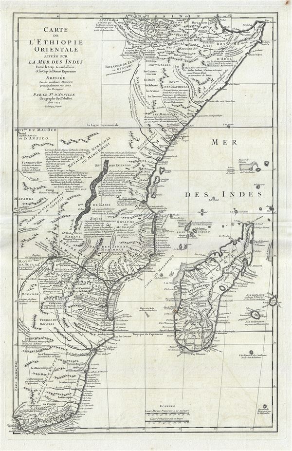 Carte de L'Ethiopie Orientale situee sur La Mer Des Indes Entre le Cap Guardasouin, le Cap de Bonne Esperance. - Main View
