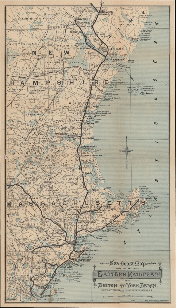 Sea Coast Map of the Eastern Railroad from Boston to York Beach. - Main View