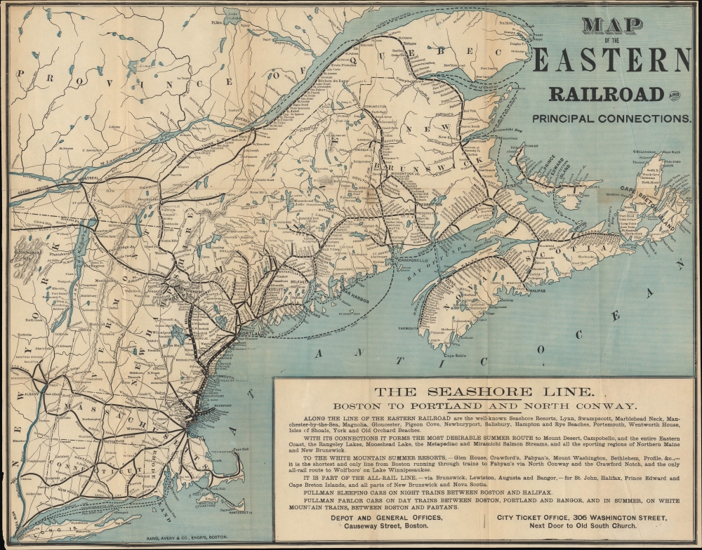 Map of the Eastern Railroad and Principal Connections. - Main View