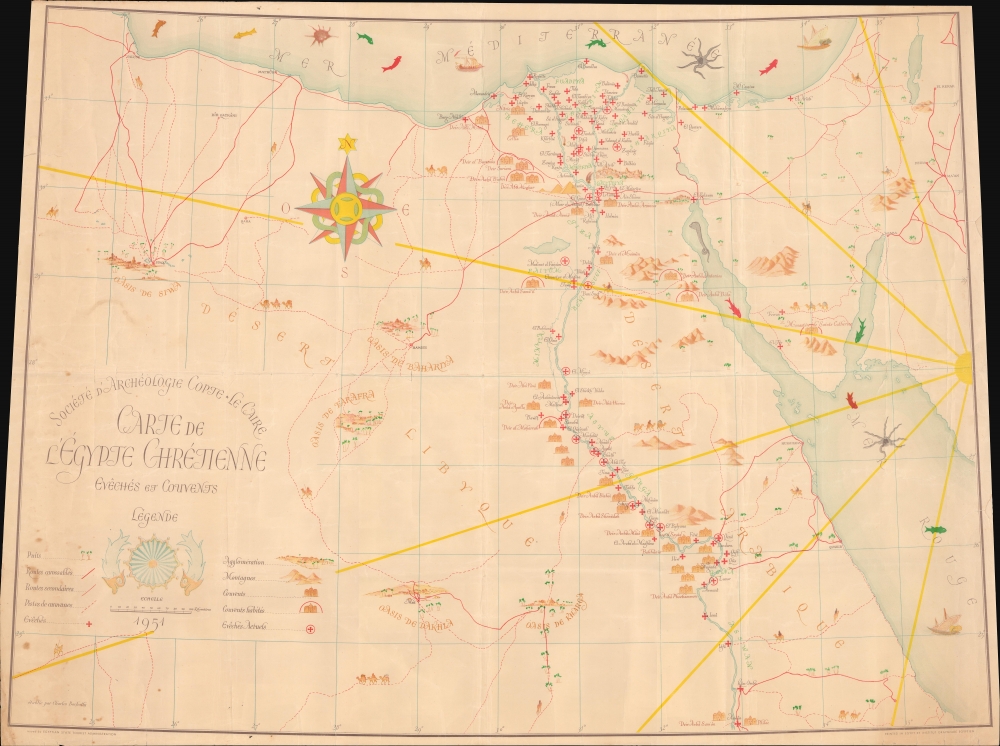 Carte de l'Égypte Chrétienne Evêchés et Couvents. - Main View