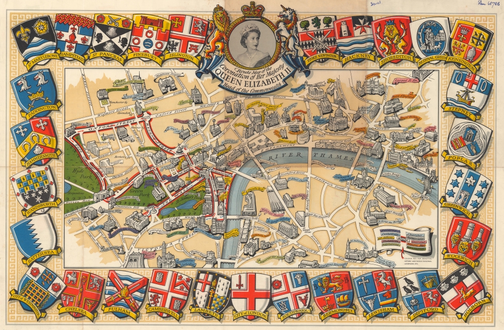 Route Map of the Coronation of Her Majesty Queen Elizabeth II Head of the Commonwealth. - Main View