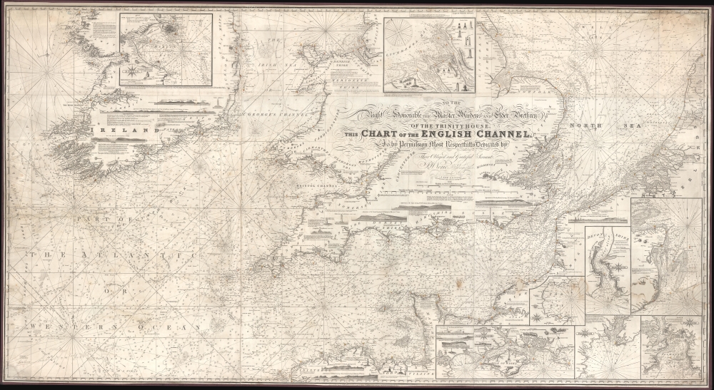 1842 Norie Blueback Nautical Map / Chart of the English Channel