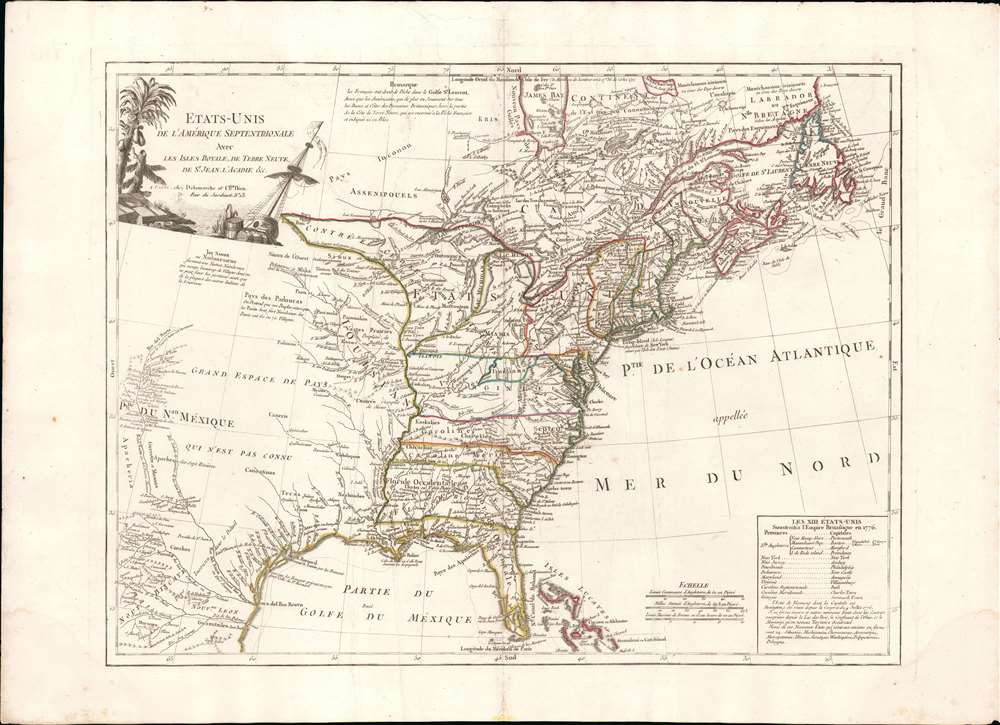 Etats-Unis de L'Amérique Septentrionale Avec Les Isles Royale, de Terre Neuve, de st. Jean, L'Acadie et c. - Main View