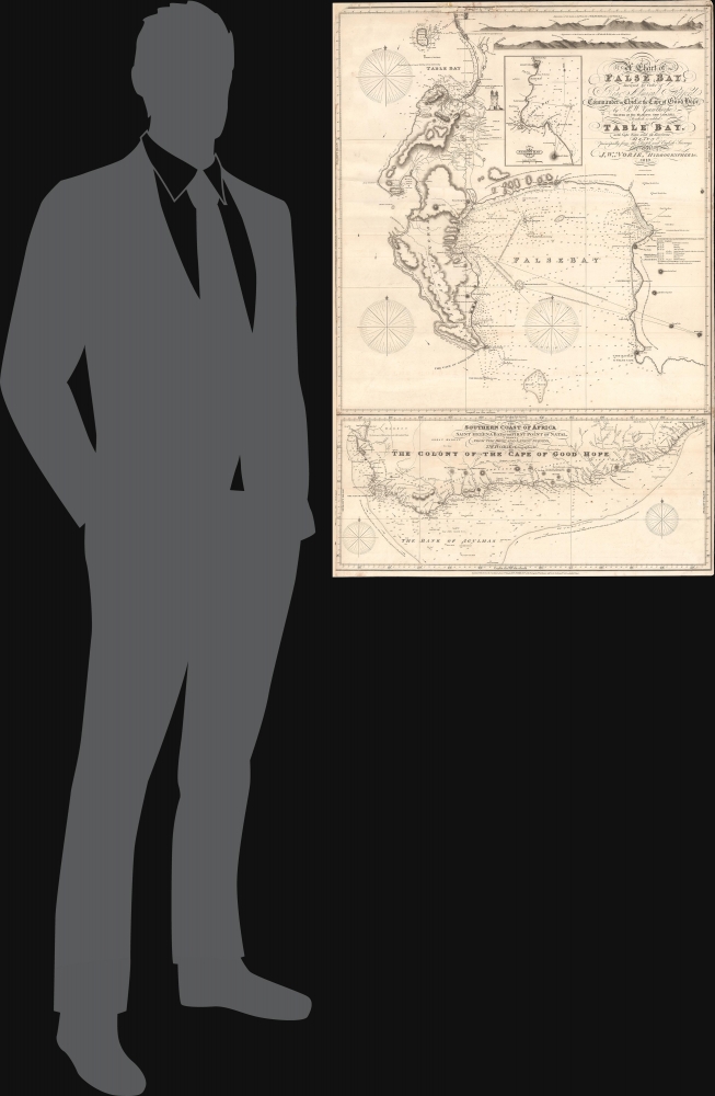 A Chart of False Bay Surveyed by Order of Rear Admiral Stopford, Commander in Chief at the Cape of Good Hope, by P. W. Gawthorpe, Master of His Majesty's Ship Lion, 1812; to which is added Table Bay, with Cape Town and its Environs. - Alternate View 1