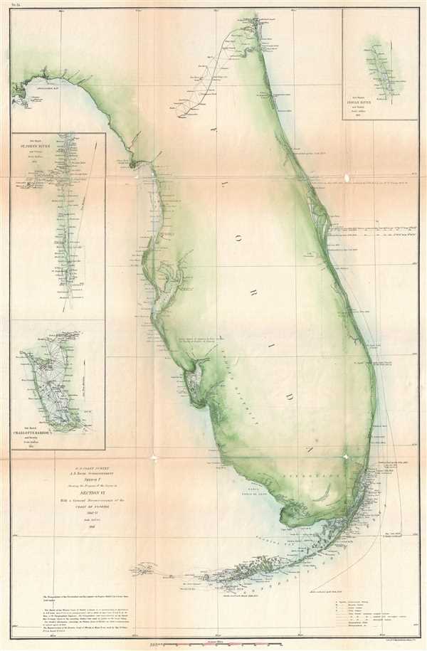 Sketch F Showing the Progress of the Survey in Section VI. With a General Reconnaissance of the Coast of Florida 1848-61. - Main View